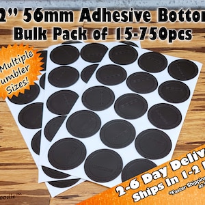PixiDoodle® Bulk 2.2&quot; (56mm) Self-Adhesive Care Instruction Silicone Bottoms for Tumblers - Rubber Bottoms for 15oz, 20oz Skinny Tumblers