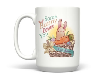 PixiDoodle® Love Easter Bunny Coffee Mug - Cool Chick - Easter Basket - Rabbit - Kids Gifts - Gift For Kids