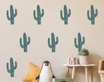 Stickers muraux Cactus - Ensemble de 12 autocollants Green Cactus Peel and Stick Wall Decals - 8 » Southwest Removable Wallpaper