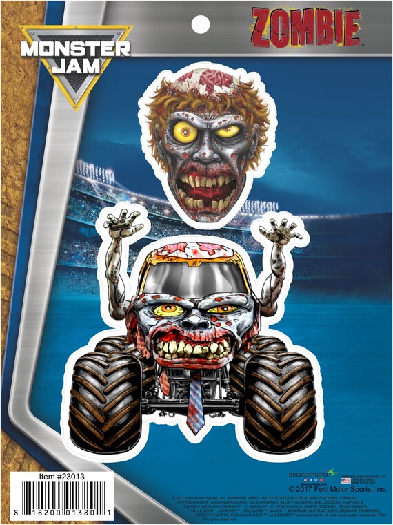 Monster Jam Zombie Truck 2 Stickers Decals For Cell Phone Etsy