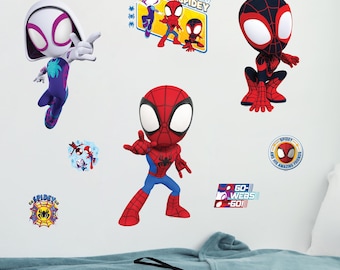 Stickers muraux Marvel Spidey et ses incroyables amis – Stickers muraux en vinyle amovibles sous licence officielle Spider-Man Ghost-Spider Miles Morales