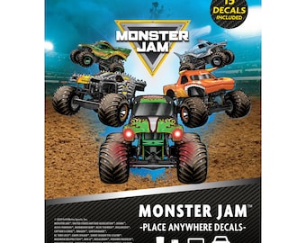 Monster Jam Licensed Trucks Decal Pack - Set of 15 Monster Truck Stickers for Water Bottle, Toys, Luggage, Skateboard