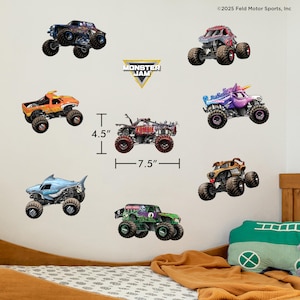 Monster Jam Wall Decals | Grave Digger, Megalodon, El Toro Loco, Zombie, Son-Uva Digger, Monster Mutt, ThunderROARus, Sparkle Smash Mini Trucks Pack