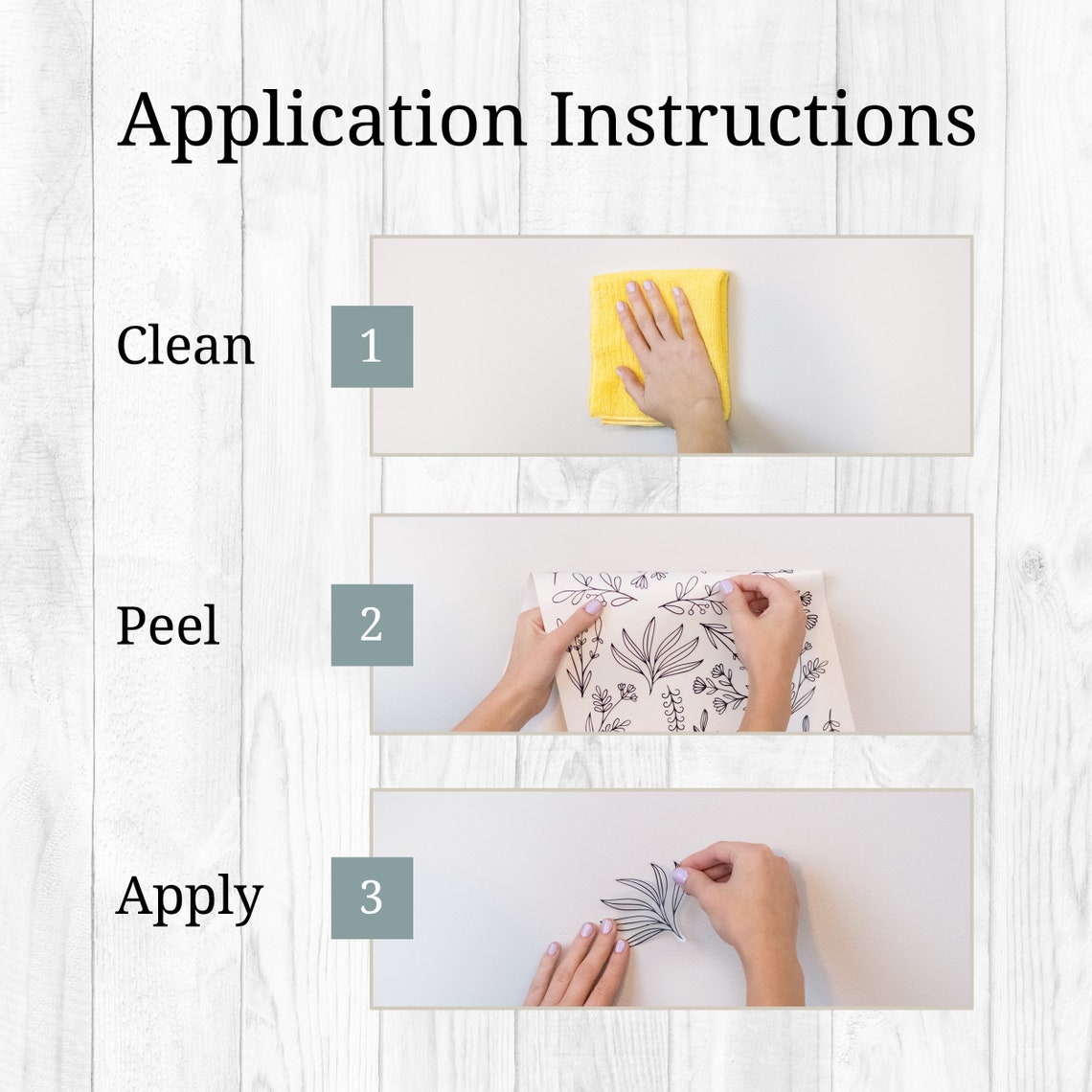 Black Flower Wall Decals Set of 88 Black Floral Stickers Etsy