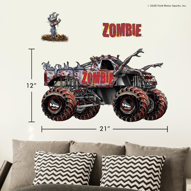 Monster Jam Wall Decals | Grave Digger, Megalodon, El Toro Loco, Zombie, Son-Uva Digger, Monster Mutt, ThunderROARus, Sparkle Smash Zombie