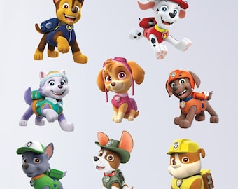 Stickers muraux La Pat'Patrouille avec réalité augmentée | Chase, Marshall, Skye, Décombres, Rocky, Zuma, Everest, Tracker | Stickers déco chambre d'enfant