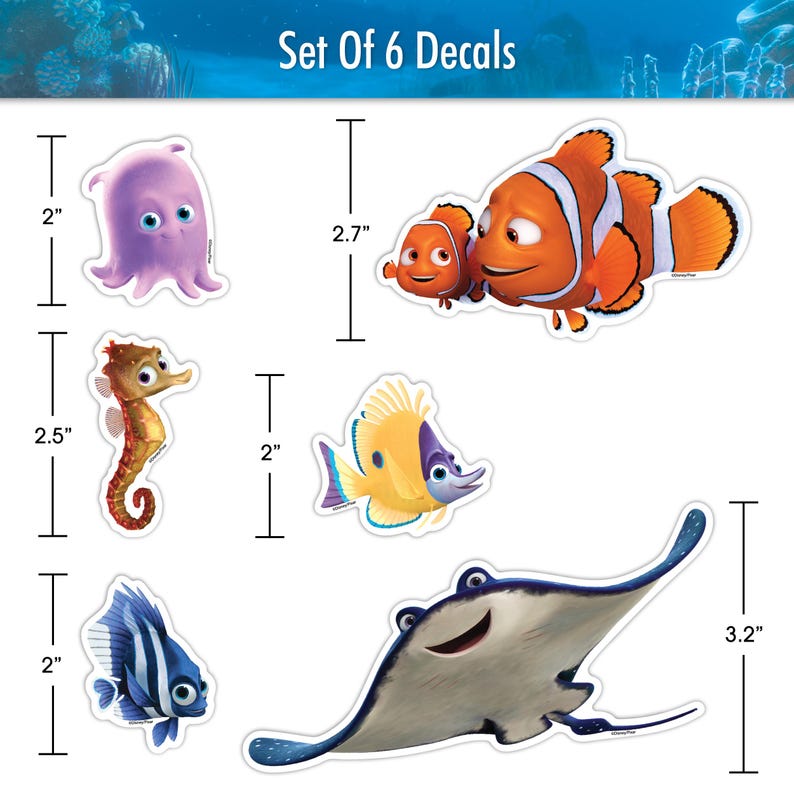 Nemeo Sticker Disney Pixar Finding Nemo Decals – Officially Licensed - Outdoor Rated ...