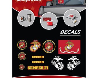 USMC Marine Corps Officially Licensed Vinyl Decals Stickers Car Truck Laptop Water Bottle Taillights