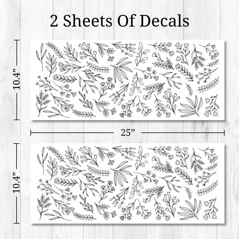 Black Flower Wall Decals Set of 88 Black Floral Stickers Etsy