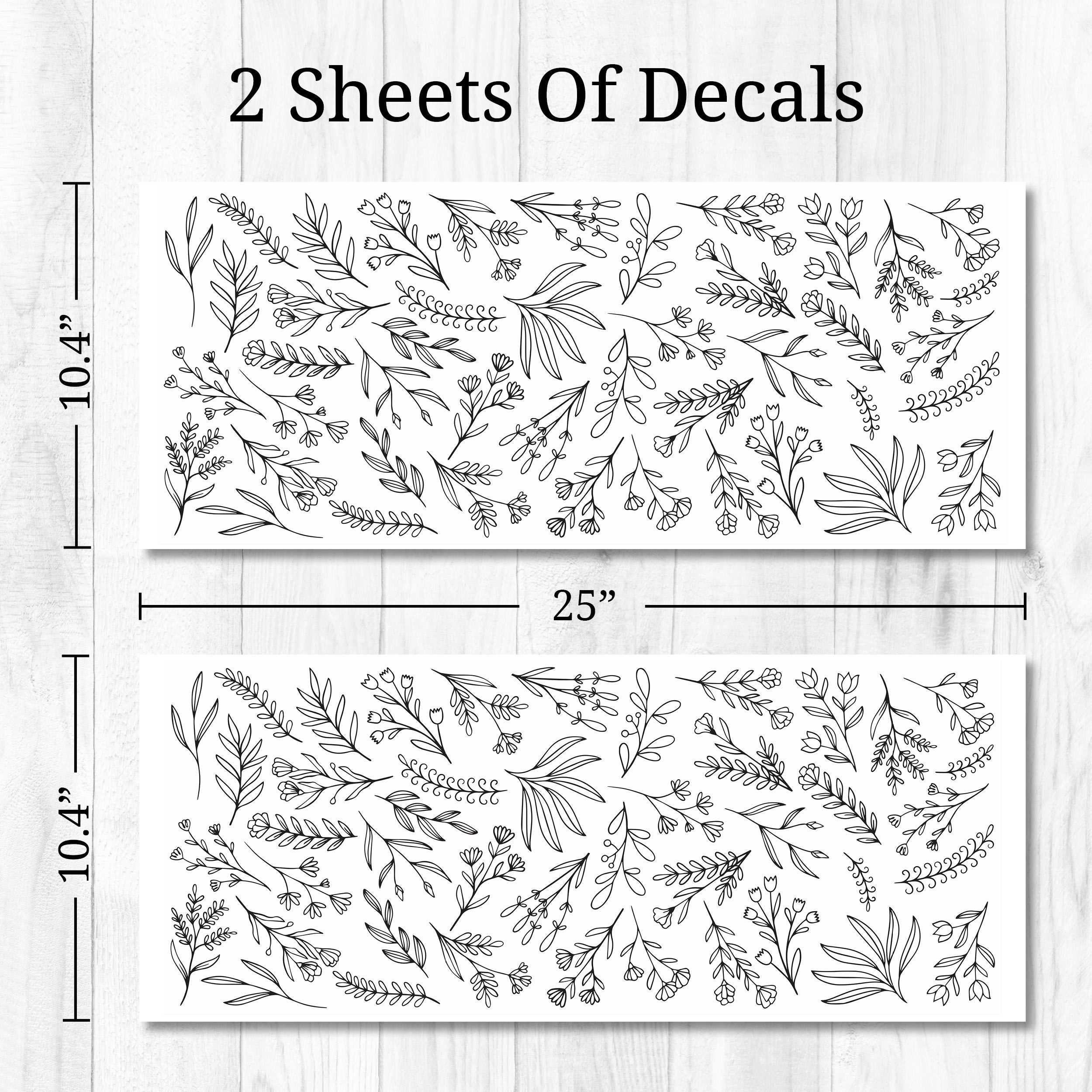 Black Flower Wall Decals Set of 88 Black Floral Stickers Etsy