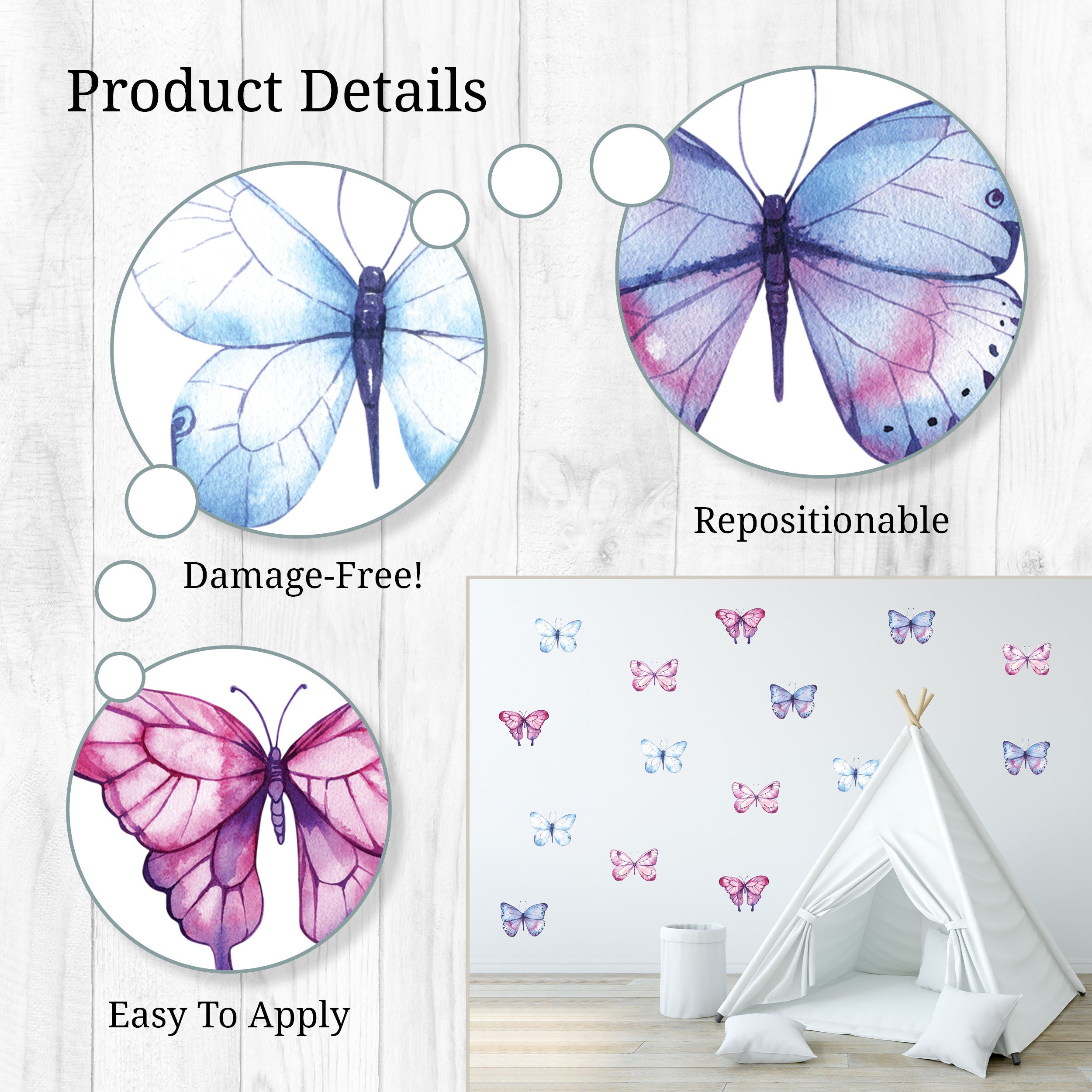 104PCS 3D Butterfly Wall Decals - Removable Wall Stickers For Home Decor