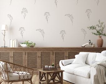 Stickers muraux floraux - Ensemble de 12 stickers Boho Floral Stems Stickers amovibles Peel and Stick Decals - 10 » Leaf Wall Decals