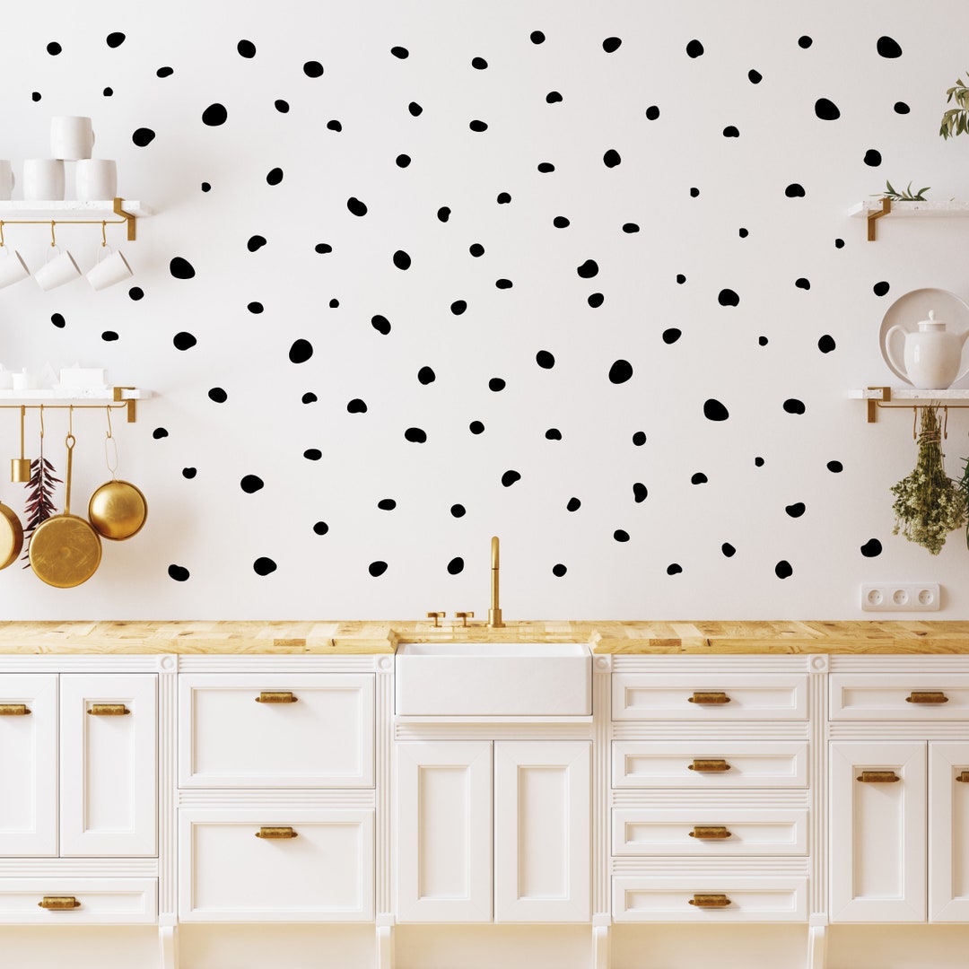 Dalmatian Black Dots Wall Decals Set of 216 Polka Dot Stickers
