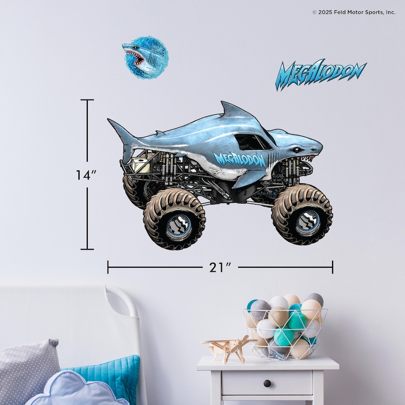 Monster Jam Wall Decals | Grave Digger, Megalodon, El Toro Loco, Zombie, Son-Uva Digger, Monster Mutt, ThunderROARus, Sparkle Smash Megalodon