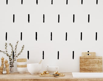 Décalcomanies murales Black Line - Lot de 270 Stickers modernes amovibles amovibles - Petite décoration murale de 2,5"