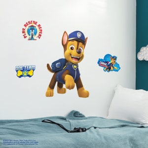 Wall Palz Nickelodeon Paw Patrol Wall Decal - Chase Wall Stickers for Bedroom with 3D Augmented Reality Interaction - Paw Patrol Wall Decor