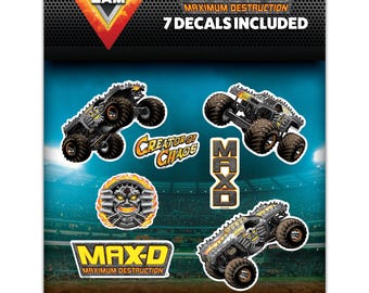 Max-D Monster Jam Licensed Vinyl Decals - Monster Truck Stickers for Water Bottle, Toys, Luggage, Skateboard Maximum Destruction