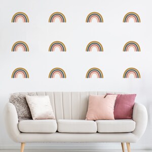 Neutral Rainbow Wall Decals Set of 24 Boho Stickers Removable Peel & Stick Decals 5.5&quot; Neutral Rainbows Retro Wall Décor Removable Wallpaper