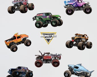 Monster Jam Wall Decals | Grave Digger, Megalodon, El Toro Loco, Zombie, Son-Uva Digger, Monster Mutt, ThunderROARus, Sparkle Smash