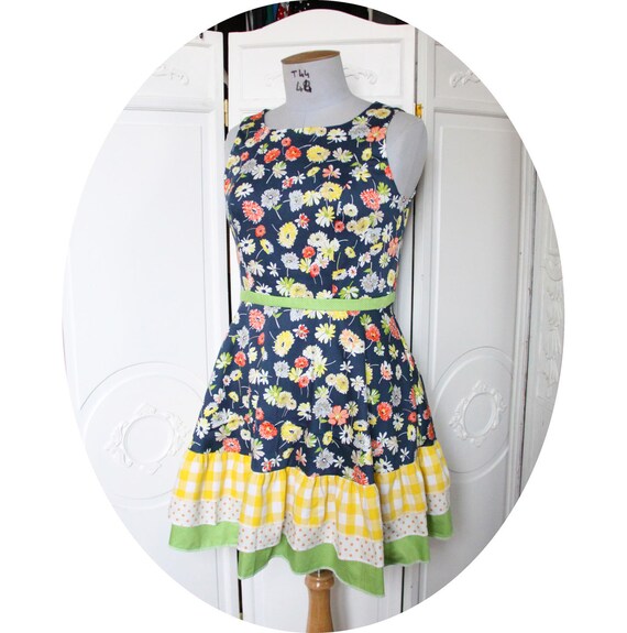 navy blue dress with yellow flowers