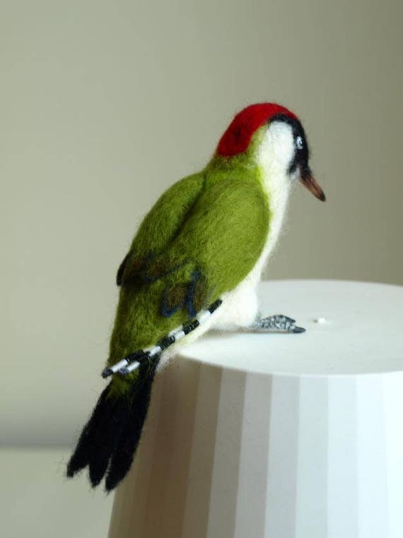 Pic Vert Sculpture Douce Oiseau De Feutre