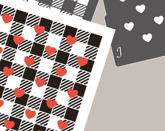 Heart & Buffalo Plaid Cookie Stencil SVG: Valentine's Day Template (Digital Download)