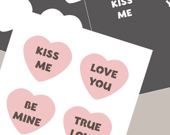 Candy Heart Cookie Stencil SVG: Valentine's Day Conversation Hearts (Digital Download)