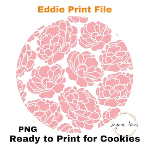 Rosa Pfingstrosen EDDIE Cookie Druck PNG Datei Essbare Bild für Cookie und Macaron Druckbare Hintergrund Hochzeit Cookie Dekoration Print JT313