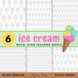 Ice Cream Royal Icing Transfer Sheets, Icing Transfer Template for Cookie Decoration, Printable Transfer Sheets, Royal Icing Template JT315
