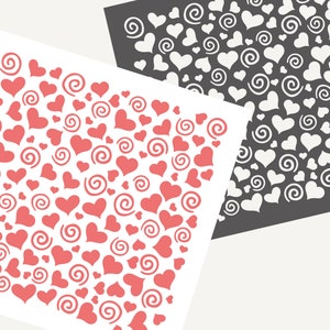Digitale STENCIL Harten Cookie Stencil SVG Spiraal &Hart Stencil Bruiloft Stencil Valentijnsdag Stencil Hart Klei Sjabloon Crafting JT266