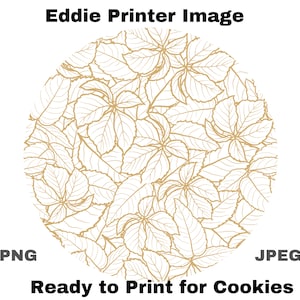EDDIE Immagine Gold Leaves Cookie Pattern per Eddie Stampante Immagine Floreale BarTender File San Valentino Immagine per Cookie Wedding Eddie PNG JT247