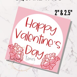 Printable TAG Happy Valentine&#39;s Day Tag Valentine Cookie Tag Valentine Gift Tag Valentine Day Cookie Package Tag Pink Rose Valentine JT232