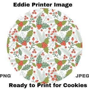 EDDIE Bild Weihnachtsplätzchen Muster für Eddie Drucker Bilddatei BarTender Datei Essbares Plätzchen Drucken Holly Berry Muster für Cookie JT233