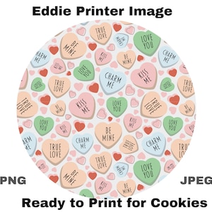 EDDIE Immagine Candy Heart Cookie Pattern per Eddie Stampante Immagine File BarTender File Commestibile Biscotto Stampa San Valentino Immagine per Cookie JT235