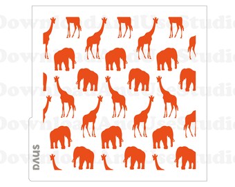 Safari Animals Cookie Stencil: Giraffe and Elephant SVG, PNG (Digital Download)