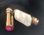 Collectable, Glamorous Vintage 1950s Lipview Lipstick holder with Pop-up mirror Mother of Pearl
