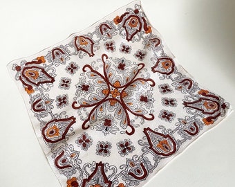 Chic Art Deco 1920s-1930s Geometric Silk pocket Square scarf handkerchief Deco floral design flapper accessories