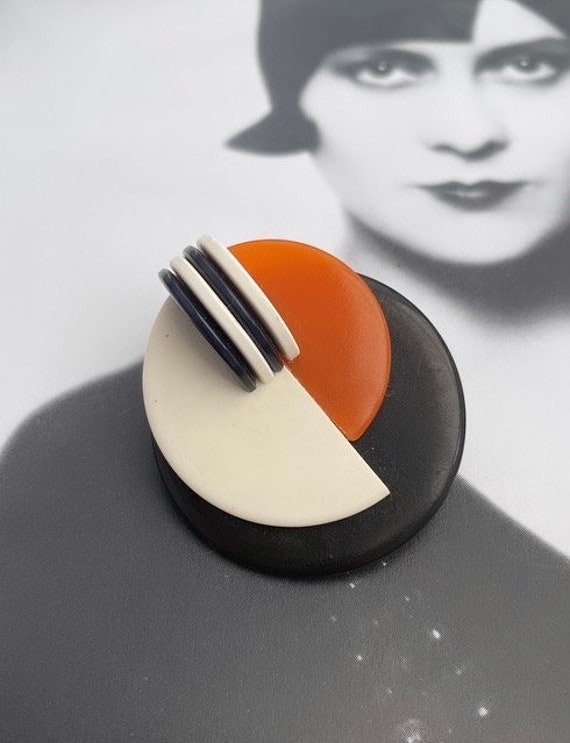 Broche Vintage Portrait En Bakélite - Bijou Ancien - Occasion