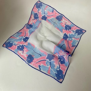 Art Deco 1920s blue Silk Chiffon  pocket Square scarf handkerchief flapper accessories