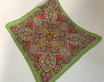 Art Deco 1920s Geometric Silk pocket Square scarf handkerchief Paisley design