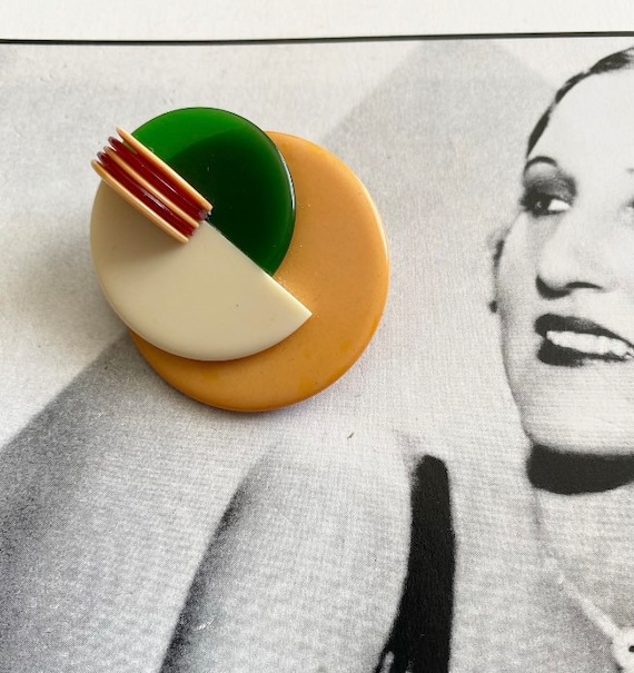 Ancienne Broche Art Déco En Galalithe – Vintage Sans Marque