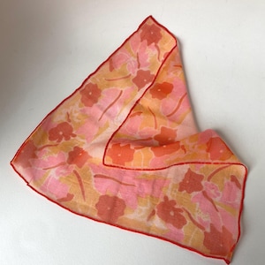 Art Deco 1920s Antique Orange Silk Chiffon  pocket Square scarf handkerchief flapper accessories