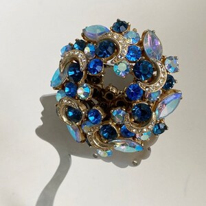 Vintage 1950s Sphinx Blue Aurora Borealis paste Diamanté Rhinestones brooch vintage wedding bridal