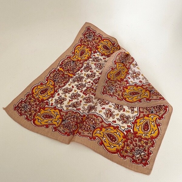 Chic Art Deco 1920s-1930s Geometric Silk pocket Square scarf handkerchief Deco   Paisley design flapper accessories