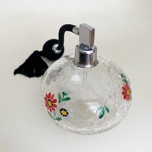 Art deco Antique Vintage 1930s Handpainted crackle  glass  perfume atomiser