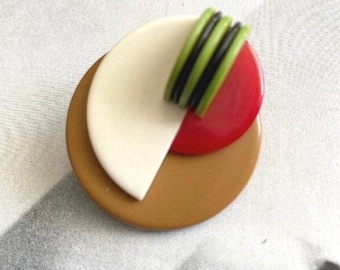 Vintage Art Deco Bakelite & Galalith Geometric Modernist brooch