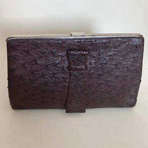 Antique Art Decos Modernist  Chrome & Ostrich Leather Clutch handbag purse flapper Bauhaus style