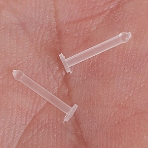 Nose Retainer, 18g, 20g, 22g, Bone, Flat Clear head, Sold Single, Medical Grade PTFE
