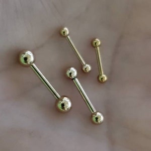 Rose Gold Color 18g 16g 14g Straight Barbell,  U-Pick Length And Ball Size, Fits Tragus, Rook, Helix, Septum, Nipple, Tongue, Industrial