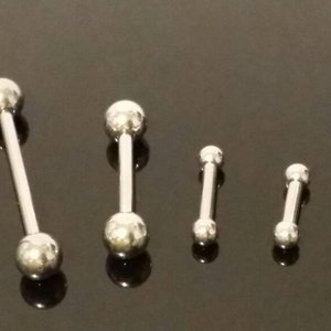 14g Straight Barbell, 316L Stainless Steel, U-Pick Length And Ball Size, Fits Tragus, Rook, Helix, Septum, Nipple, Tongue, Industrial